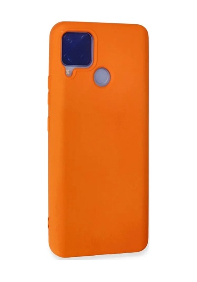Jenerik Realme C15 Kılıf Nano İçi Kadife Silikon - Turuncu
