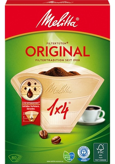 Melitta 1x4 Original Kahverengi Kahve Filtre Kağıdı 80'li