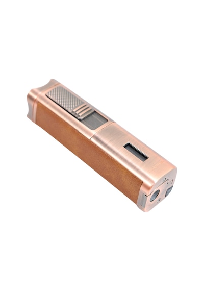 Parmida 3 Torch Pürmüz Sehpalı Gövdesi Deri Bronz Metal Puro Çakmağı - Tr9530