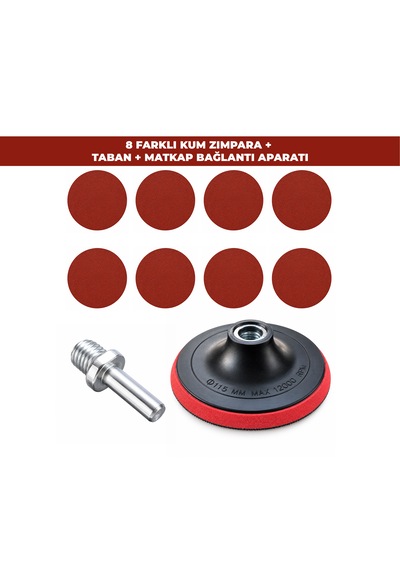 Cırt Zımpara Seti 115 Mm 10 Parça Matkap Aparatlı Ahşap Ve Metal Uyumlu