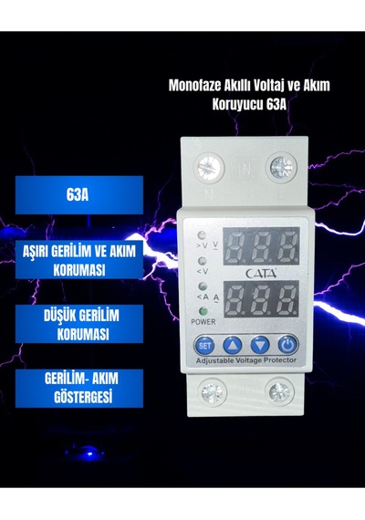 Cata 63 Amper Dijital Akıllı Voltaj Ve Akım Koruyucu Ct-9198 Cata 0