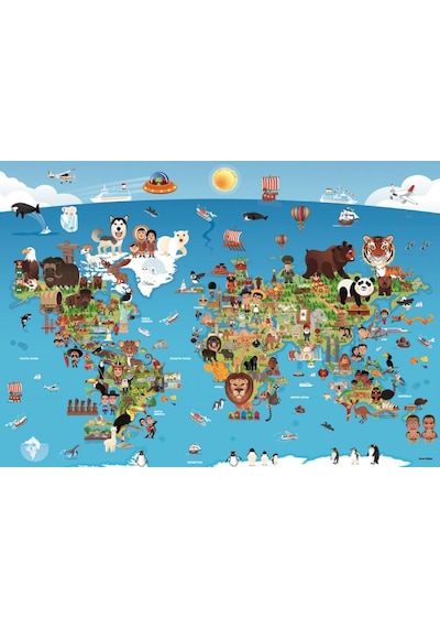 Puzmooyuncak Anatolian 260 Parça Karikatür Dünya Haritası Puzzle