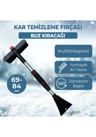 85 Cm Buz Kırıcı Araç Kar Temizleme Fırçası Kırmızı Gri