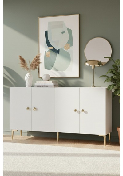 Ka1517bg Simple Konsol Ve Tv Sehpası Beyaz-gold 150cm Ka1517bg Simple Konsol Ve Tv Sehpası Beyaz-gold 150cm