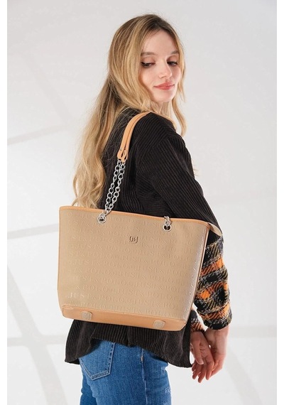 Just Polo Zincir Detaylı Kadın Omuz Çantası 234035mh Kum