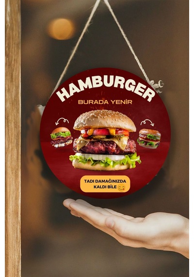 Hamburger Dükkanı Için Duvar, Kapı, Çift Taraflı Askılı Pano Karşılama Tabelası, Restoran Süs Dekor