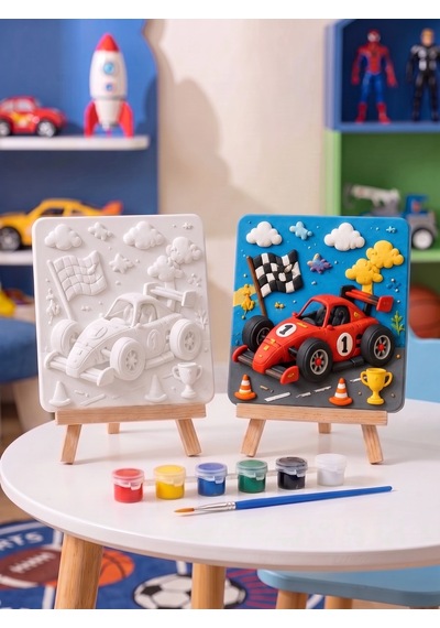 15x15 Yarış Arabası Taş Boyama Seti Çocuk Ve Yetişkin Hobi Kiti