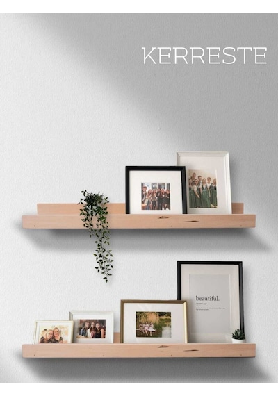 Ahşap Resim/çerçeve Duvar Rafı 2li Set 35x7 Ahşap Ahşap