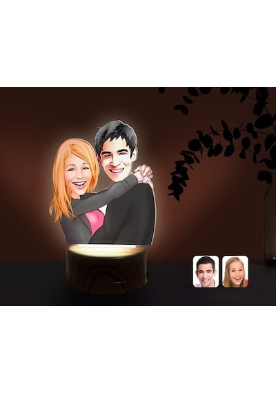 Kişiye Özel Sevgililer Karikatürlü Dekoratif 3D Biblo Led Işıklı (481495602)