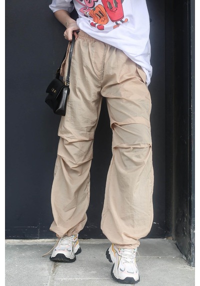 Madmext Bej Paraşüt Jogger Kadın Pantolon Mg1726-bej Bej