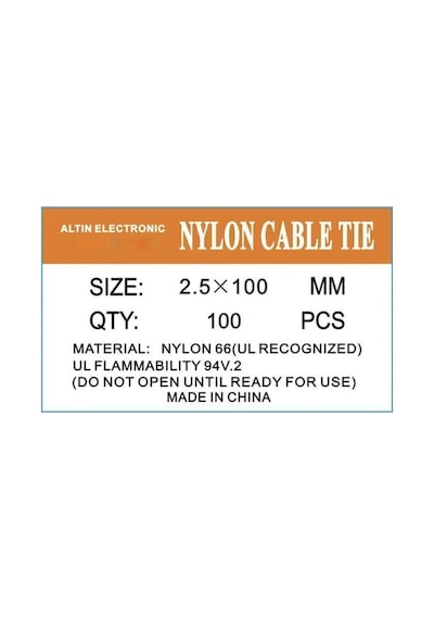 Tayem Plastik Kablo Bağı Cırt Kelepçe 100x2,5 Pa66 V2 100adet