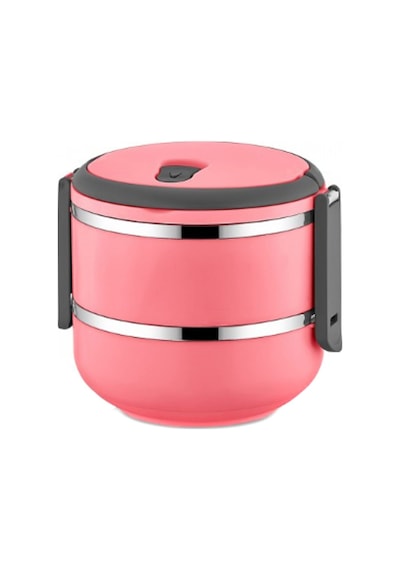 2 Katlı Sızdırmaz Yemek Termosu Sefer Tası Saklama Kabı Pembe 1.5 L