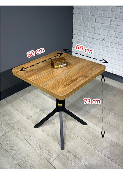 Zeren Kare Ceviz Balkon Masası Mutfak Yemek Masası 60 Cm