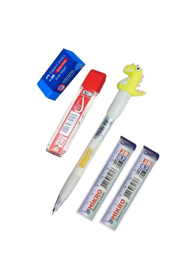 Işıklı Dinazor Uçlu Kalem Seti Sarı 0.7 Mm 1 Paket Dinazor Başlıklı Versatil Kalem Süslü Silikonlu Hediyelik Kalem Sarı