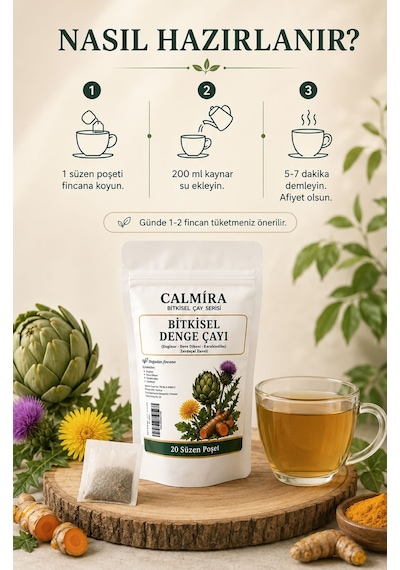 Calmira Enginar - Deve Dikeni - Karahindiba 20 Süzen Poşet Çay Bitkisel Denge Çayı