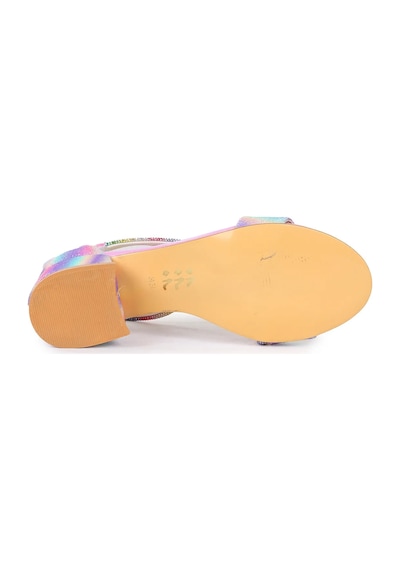 Ayakkabımood Simli Kız Çocuk 4 Cm Topuklu Sandalet Abiye Ayakkabı Gökkuşağı