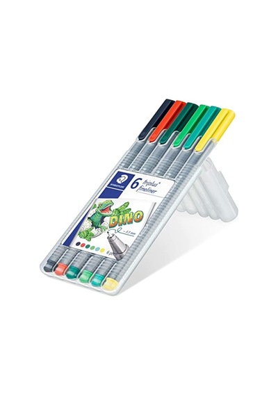 Staedtler 334 Sb6cs10 Triplus Fineliner Dino 0.3 Mm 6'lı Set Karı Çok Renkli