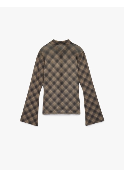 Koton Düğmeli Gömlek Yaka Uzun Kollu Slim Fit Hırka Haki Ekose 6wal90044ık Haki