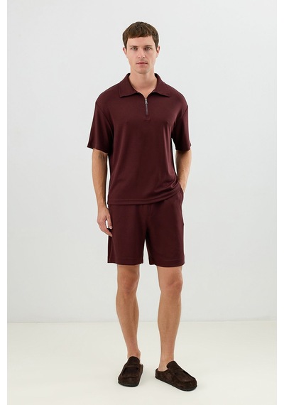 Antioch Polo Yaka Basic T-shirt Bordo