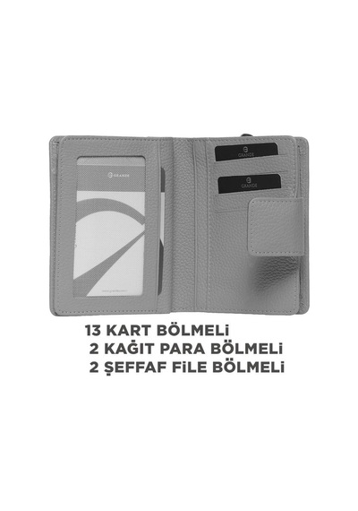 Grande Gerçek Deri Kadın Cüzdanı Hakiki Deri Normal Boy MAvi