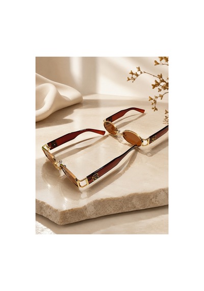 2'li Set Kahverengi Vintage 1 Adet Kare 1 Adet Oval Kesim Kahverengi - 915530021 Kahverengi