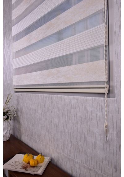 Krem Pliseli Etek Dilimsiz Ds 10790-v6 Zebra Stor Güneşlik Perde