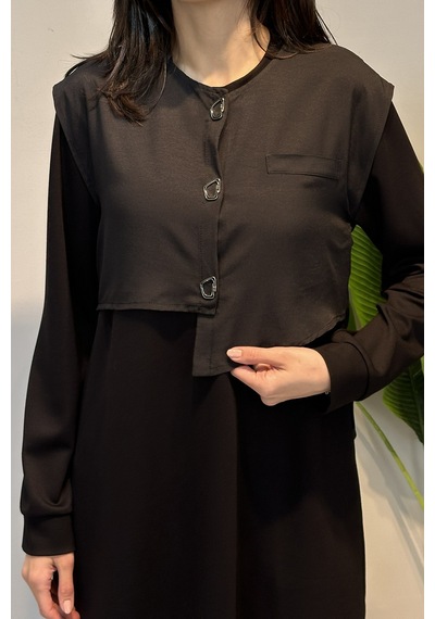 Lale Butik 3'lü Modal Yelekli Takım 19002 Siyah
