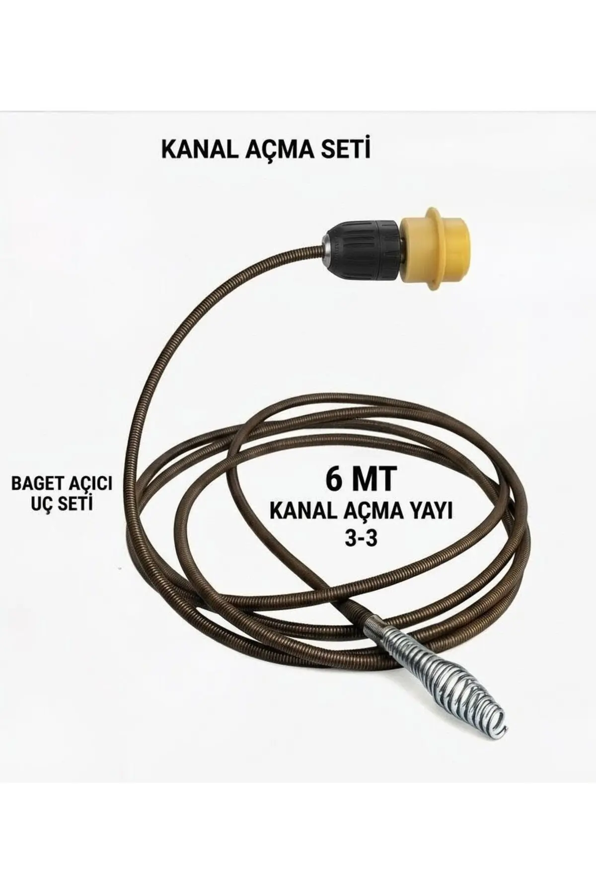 6 Metre 16 Mm Matkap Uyumlu Lavabo Açma Spirali Sök-tak Pim Anahtarlı Baget Başlıklı