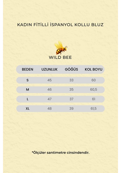 Wild Bee Kadın Kahverengi Fitilli İspanyol Kollu Bluz