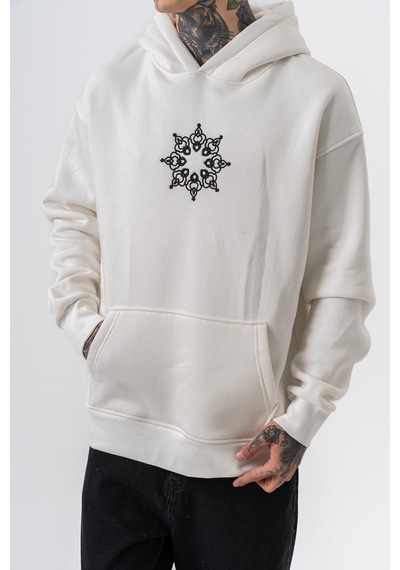 Respire Erkek Itsbyzey Nakışlı Kapüşonlu Oversize Hoodie Ekru
