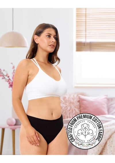 Alya Underwear Kadın Bato Tanga Pamuklu Külot, Büyük Beden String, 5'li Paket- 2 Siyah, 1 Beyaz, 2 Ten Siyah P06