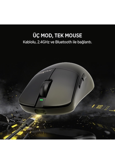 James Donkey Jdm11 Paw3311 12.000dpı Triple Mode Kablolu/bluetooth/2.4g Siyah Gaming Mouse