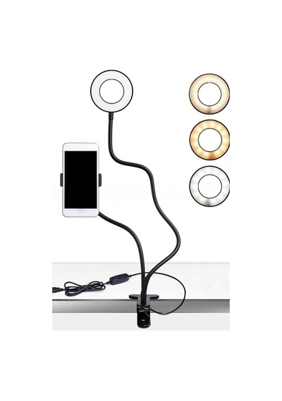 Led Ring Light Youtuber Light Stüdyo Işığı Akrobat Selfie Led Masa Lambası 3 Renk Işıklı 2in1