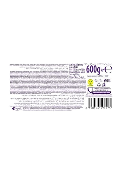 Natural Olive Zeytinyağlı Sabun, 150 Gramx4 Acı Badem