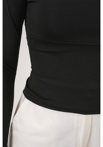 Bigdart Kadın Kare Yaka Slim Fit Bluz 986 - Siyah