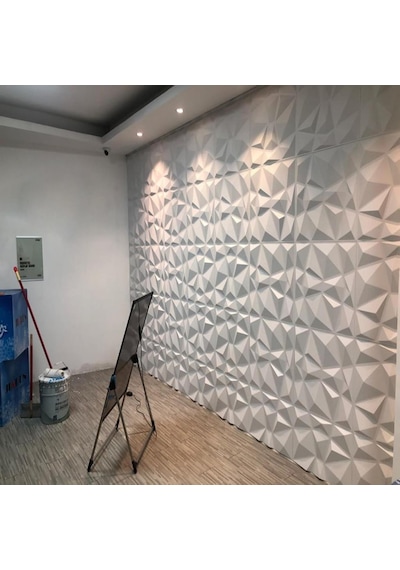 50cm X 50cm 1 Adet Beyaz 3d Abs Malzeme Pvc Dayanıklı Duvar Paneli Silinebilir Geometrik Model Panel Beyaz