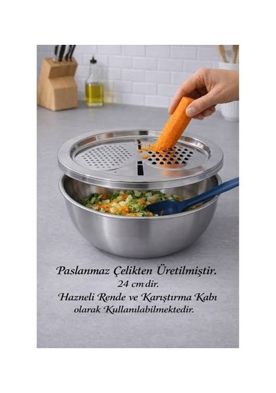 Wish Home 24 Cm Hazneli Paslanmaz Çelik Rende