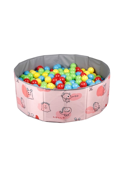 Baby Marine Katlanır Aktivite ve Top Havuzu - 150 Top Hediye/4 Renk - Desenli Pembe