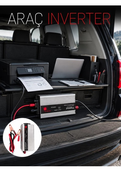2000w Araç Elektrik İnvertörü Akü Bağlantılı Priz Çıkışlı Güç Çevirici Belirtilmemibelirtilmemişş