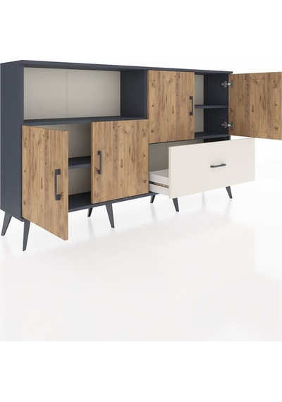 Arges Konsol 4 Raflı Tek Çekmeceli 4 Kapaklı 176x30x99 Antrasit-ç Antrasit-çam/aytaşı Arges Konsol 4 Raflı Tek Çekmeceli 4 Kapaklı 176x30x99 Antrasit-ç Antrasit-çam/aytaşı