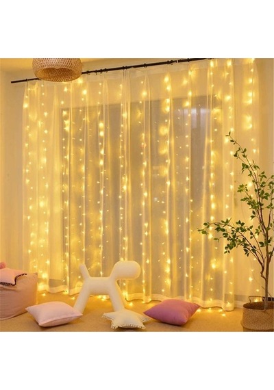 3x2 Metre Fişli 216 Led Saçak Işık Zinciri Dekoratif Yılbaşı Aydınlatması, Ev, Salon, Balkon Ve Perde Süsl