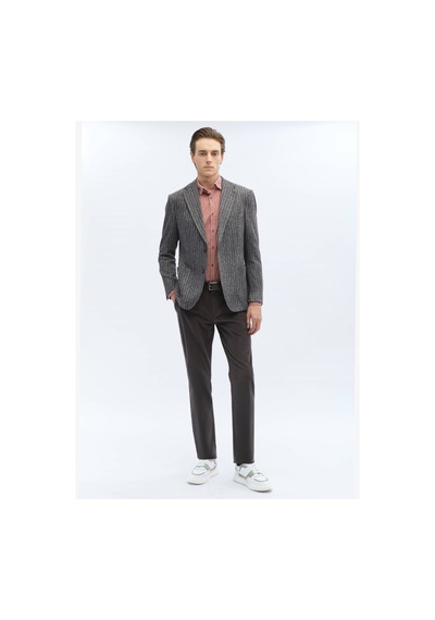 Kip Kahverengi Çizgili Comfort Fit Örme Ceket 6 Drop Kahverengi