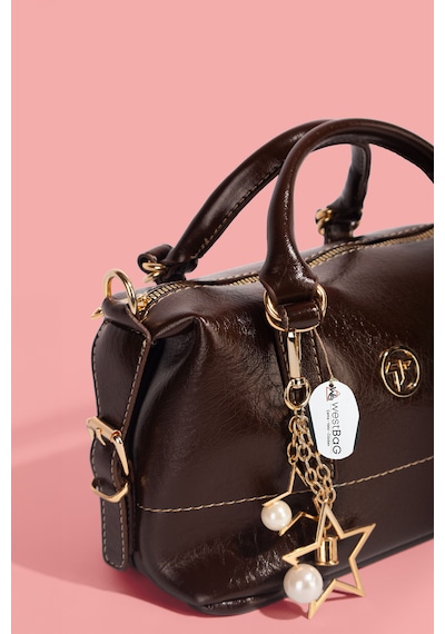 Westbag Kadın Parlak Rugan Deri Star Charm Detaylı El Ve Omuz Askılı Çanta Kahverengi