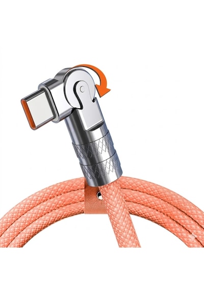 6018 Type C To Hızlı Şarj Data Kablosu Çevirici Dönüştürücü Adaptör 180 Döner 120w 2m