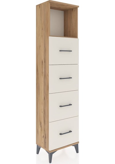Arges Dolap Tek Raflı 4 Çekmeceli 44x30x182 Çam-aytaşı Çam