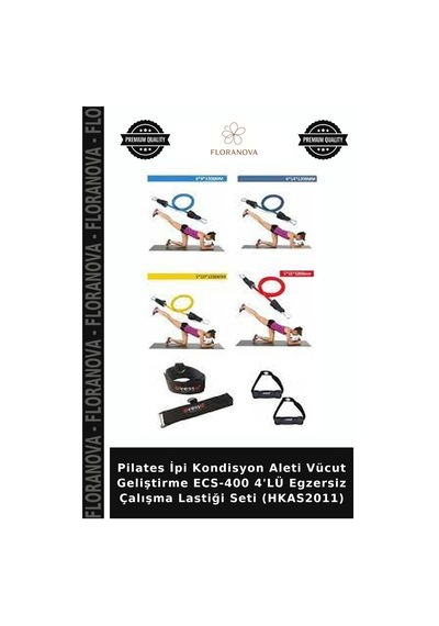 Pilates İpi Kondisyon Aleti Vücut Geliştirme Ecs-400 4'lü Egzersiz Çalışma Lastiği Seti Hkas2011 Çok Renkli