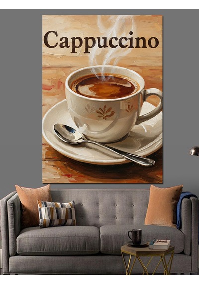 Ahşap Tablo Cappuccino Yazılı Kahve Fincanı