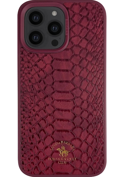 Santa Barbara Polo Racquet Club Apple iPhone Uyumlu  14 Pro Max Kılıf Pu Deri Timsah Tasarım Business Knight Kapak Kırmızı