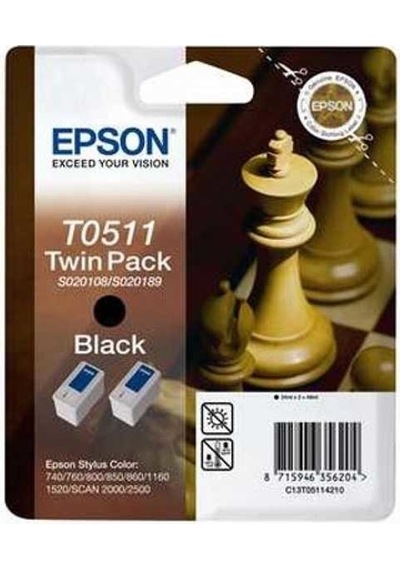 Tonersepeti Epson T0511 C13t05114220 Siyah Kartuş 2'li