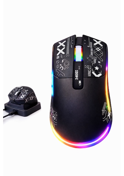 24000 Dpı Rgb Gaming Mouse Kablosuz + Bluetooth + Kablolu Lcd Ekranlı Şarj Standlı Profesyonel Oyuncu Mouse X-ks2n